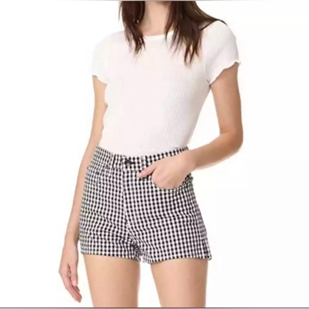 Rag & Bone Justine Gingham Black White Shorts 27